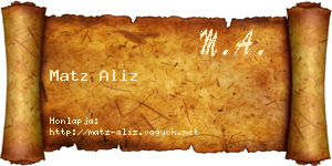 Matz Aliz névjegykártya